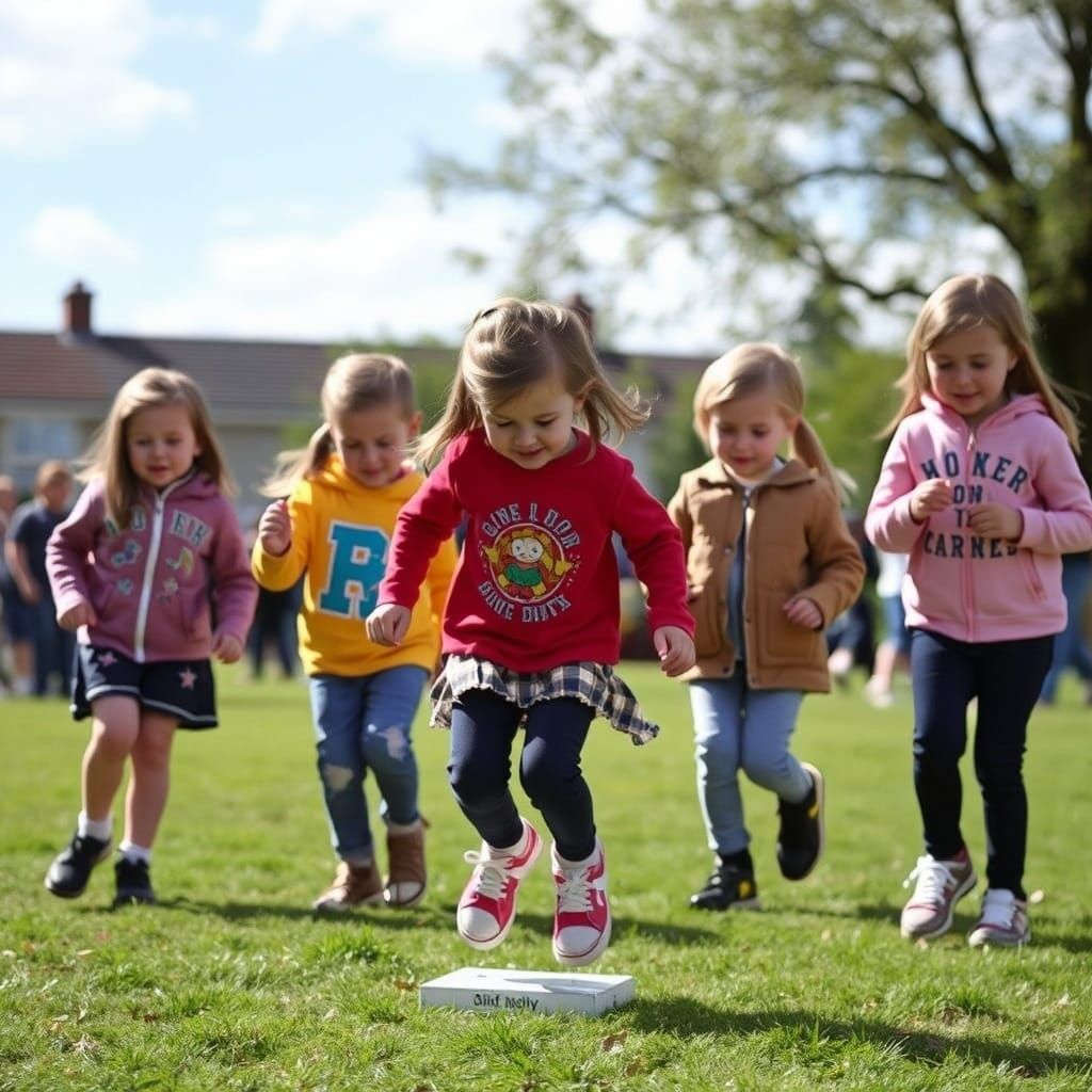 Children Joyfully Playing Hopscotch Outdoors