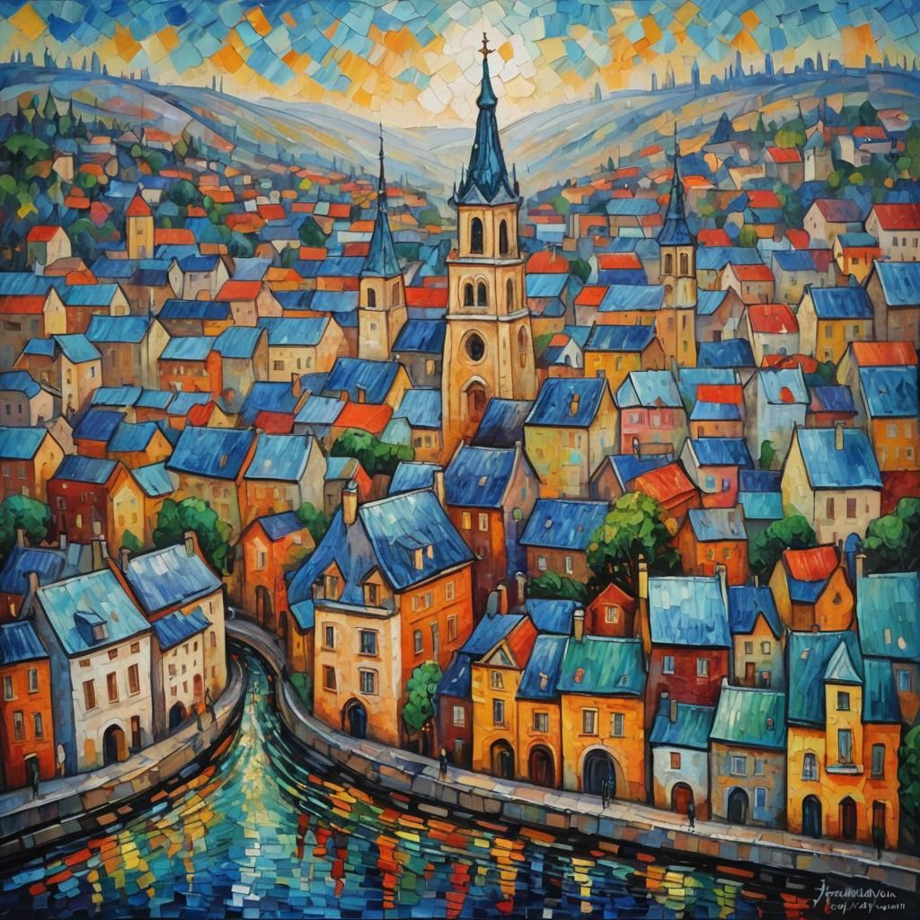 Angels City: Expressionist Oil Painting