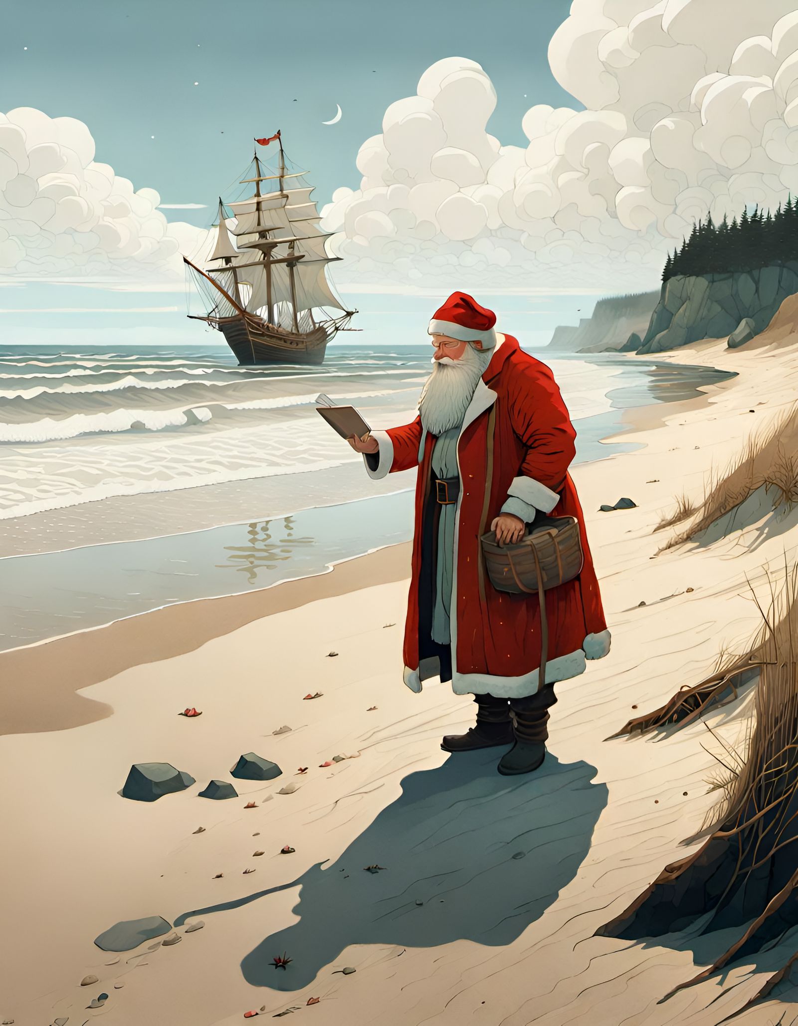 Santa Claus Beach Vacation in Romantic Style