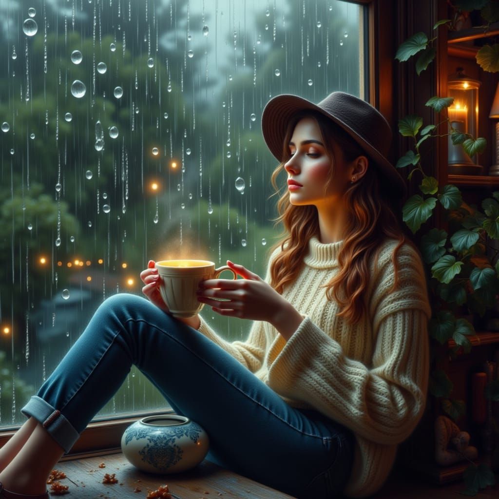 Rainy Day Serenity: A Dreamy Window Scene