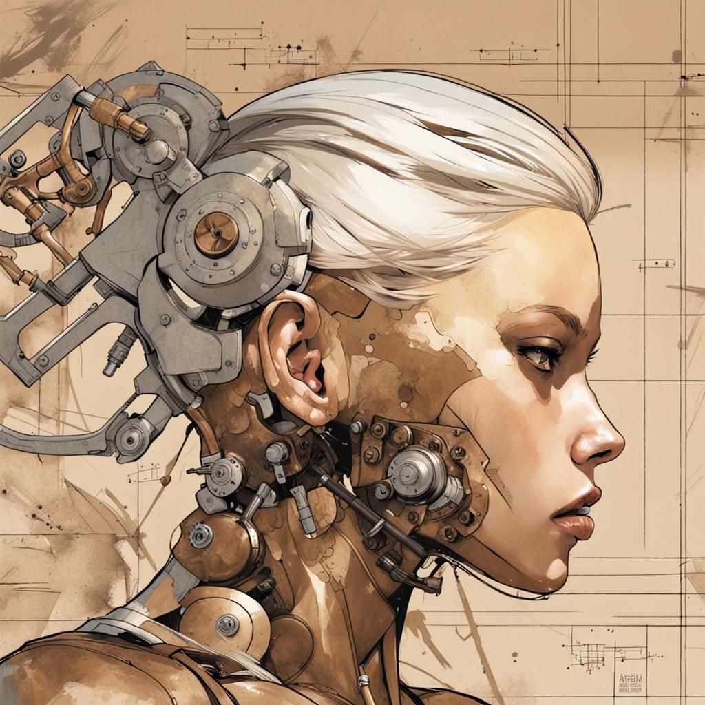 Athletic Woman in Schematic Art Style