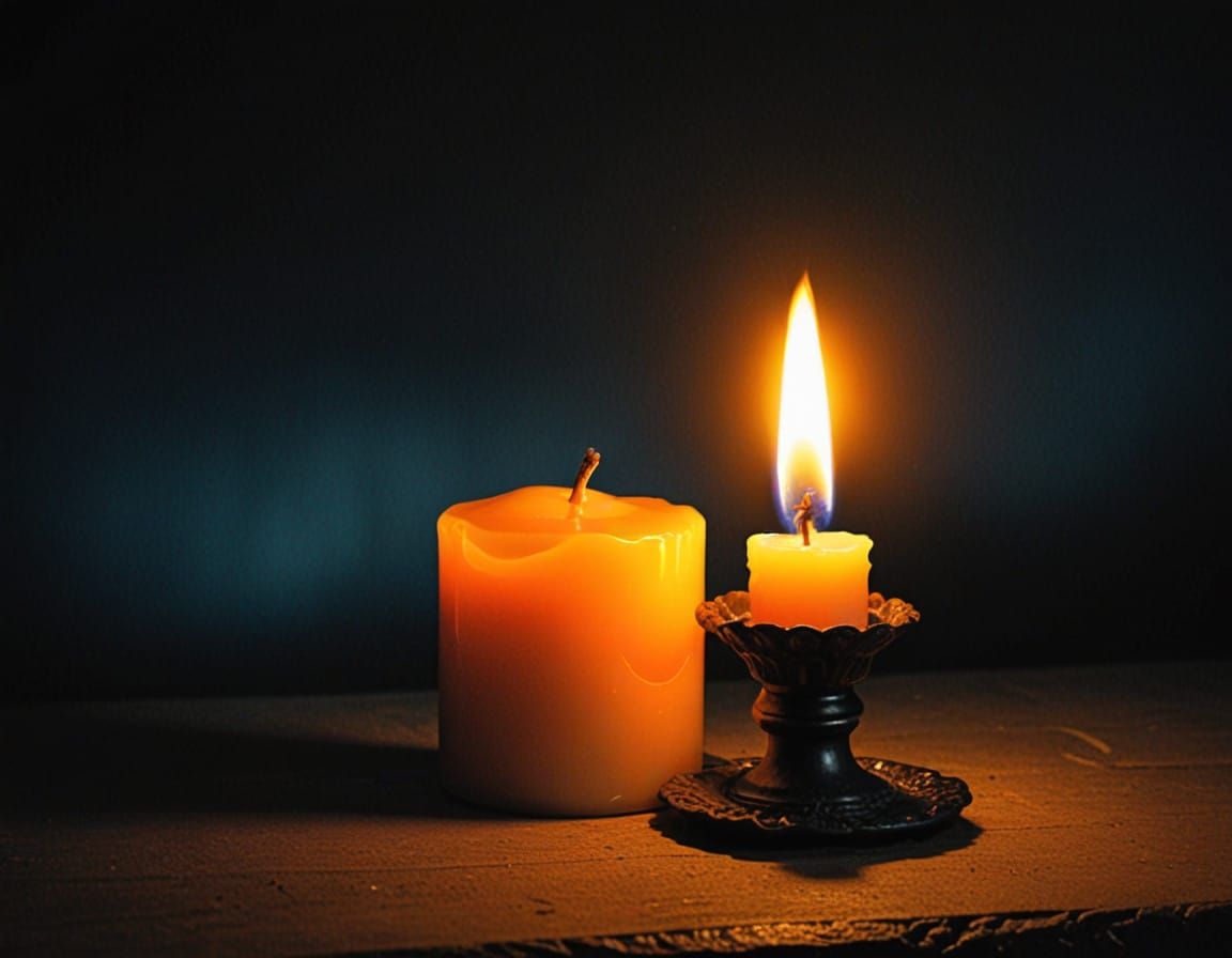 Surreal Candle Odyssey in Fiery Abstraction