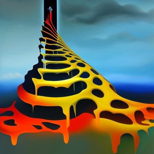 Surreal Slices of Light in a Melting Oil Painting