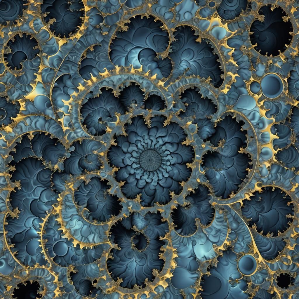 Intricate Blue Mandelbrot Fractal Art
