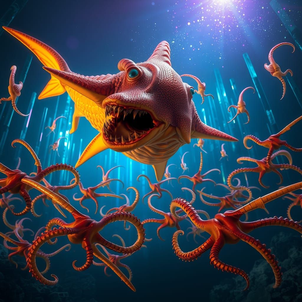 Gigantic Alien Shark Attacks in an Astral Dreamscape