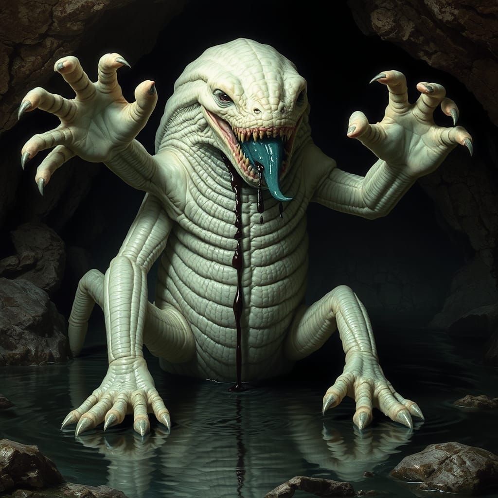 Monstrous Pale Creature Emerges From Water