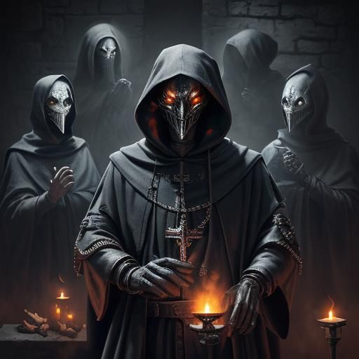 Surreal Steampunk Cult Ritual in Stone Temple