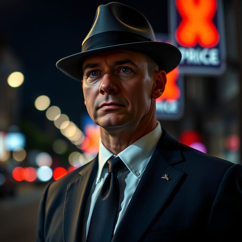 ICE Agent Portrait in LA Night, Professional Photo