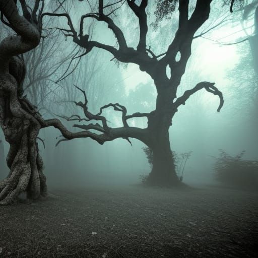 Eerie Haunted Forest with Twisted Shadows