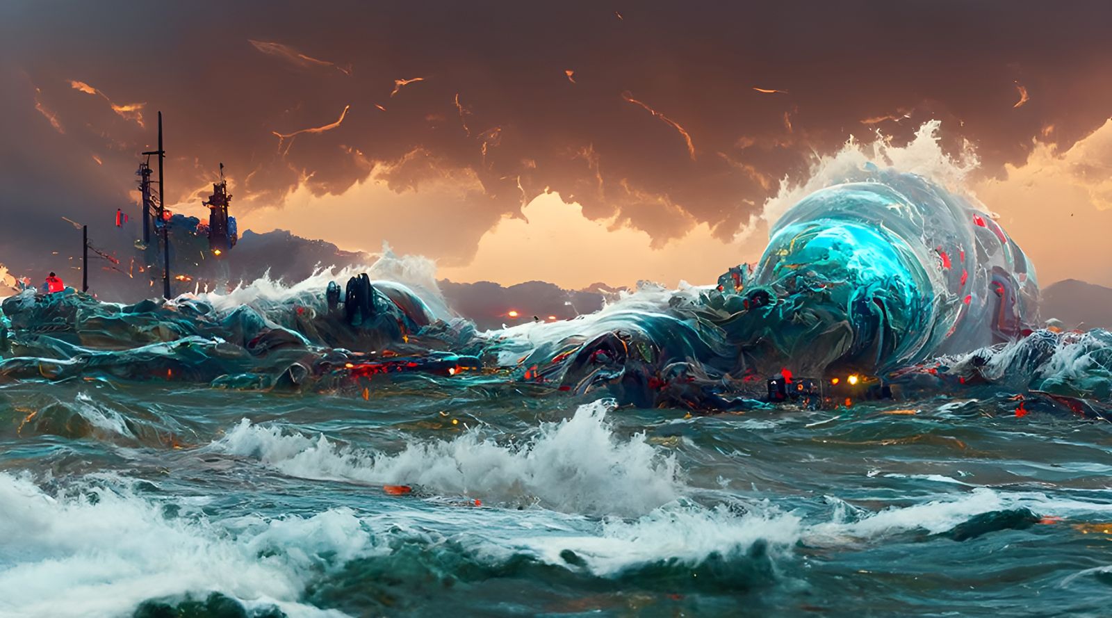 Wrathful Ocean Maelstrom: Hyperrealistic Digital Illustratio...