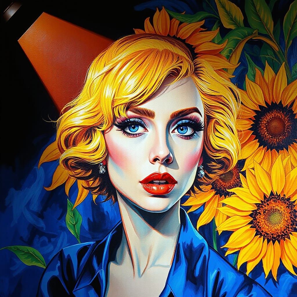 Lady Gaga as Van Gogh Painting with Impasto Brushstrokes
