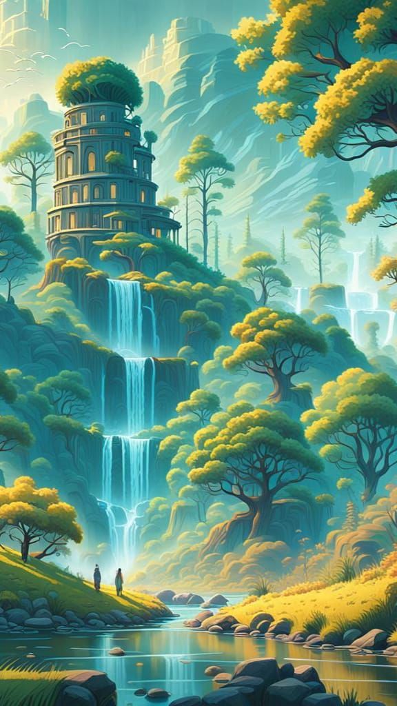 Paradise: A Fantastical Landscape Painting