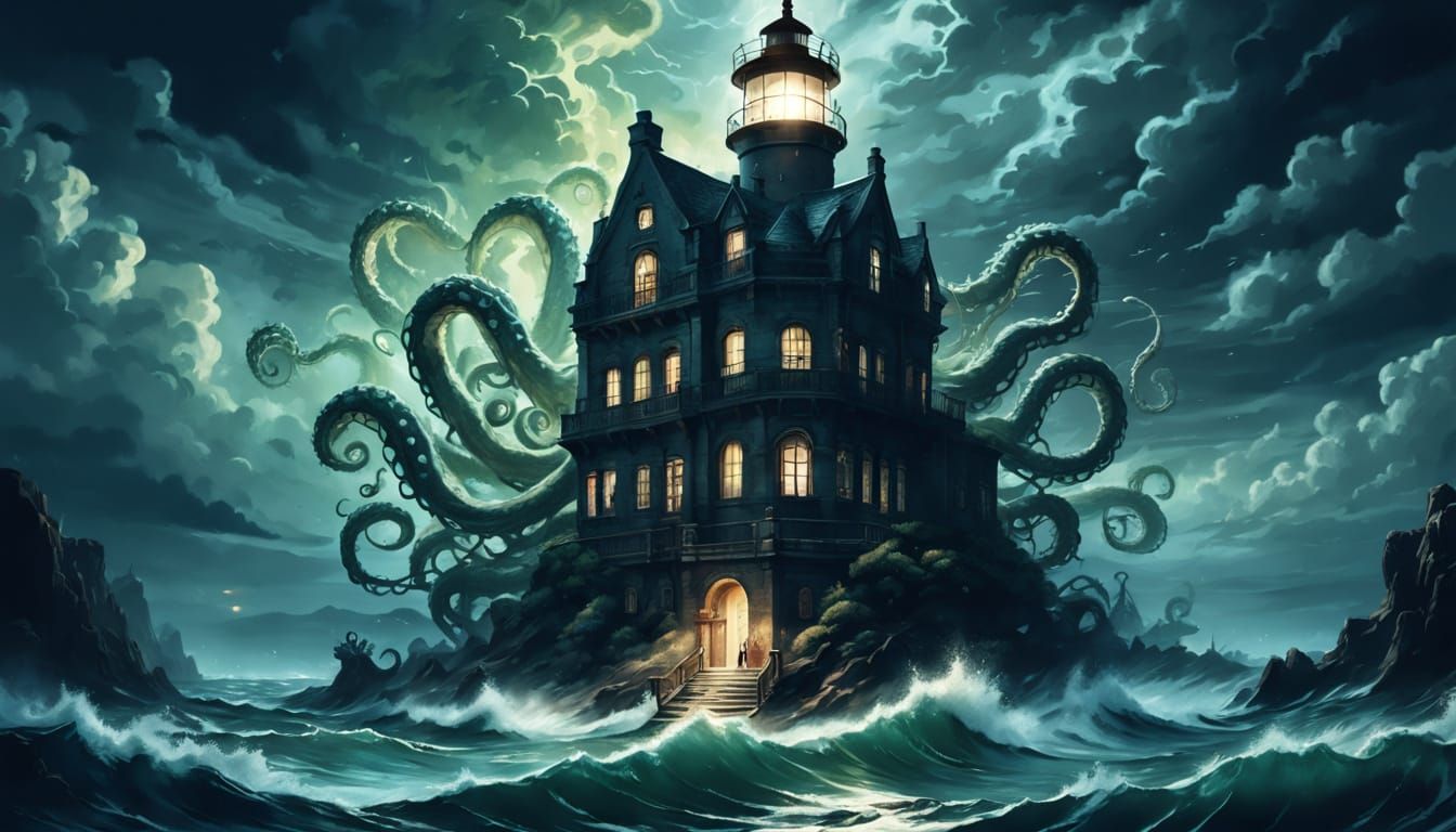 Ethereal Horror: A Tentacled Creature Rises from the Stormy ...
