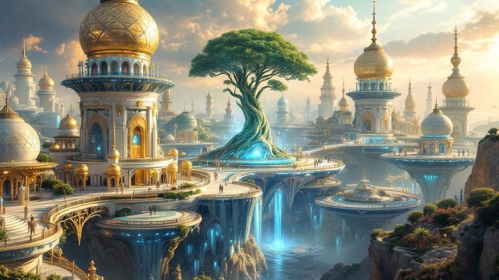 Ethereal Celestial City of Eden in Photorealistic Style