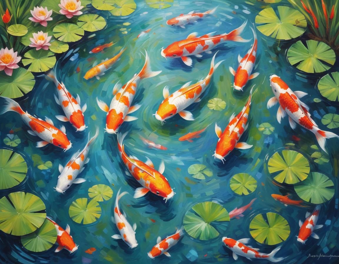 Pond of Koi Fish
