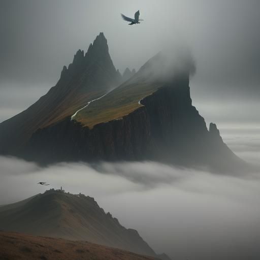 Athlete with Bird in Surreal Dreamscape