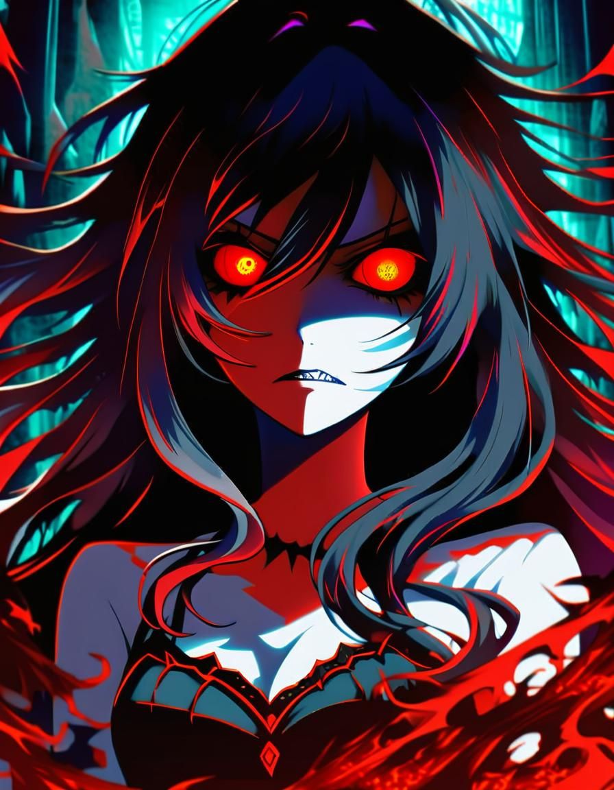 Gothic Horror Portrait in Dark Fantasy Anime Style