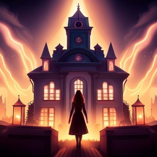 Haunted Mansion: Photorealistic Woman in a Ghostly Castle