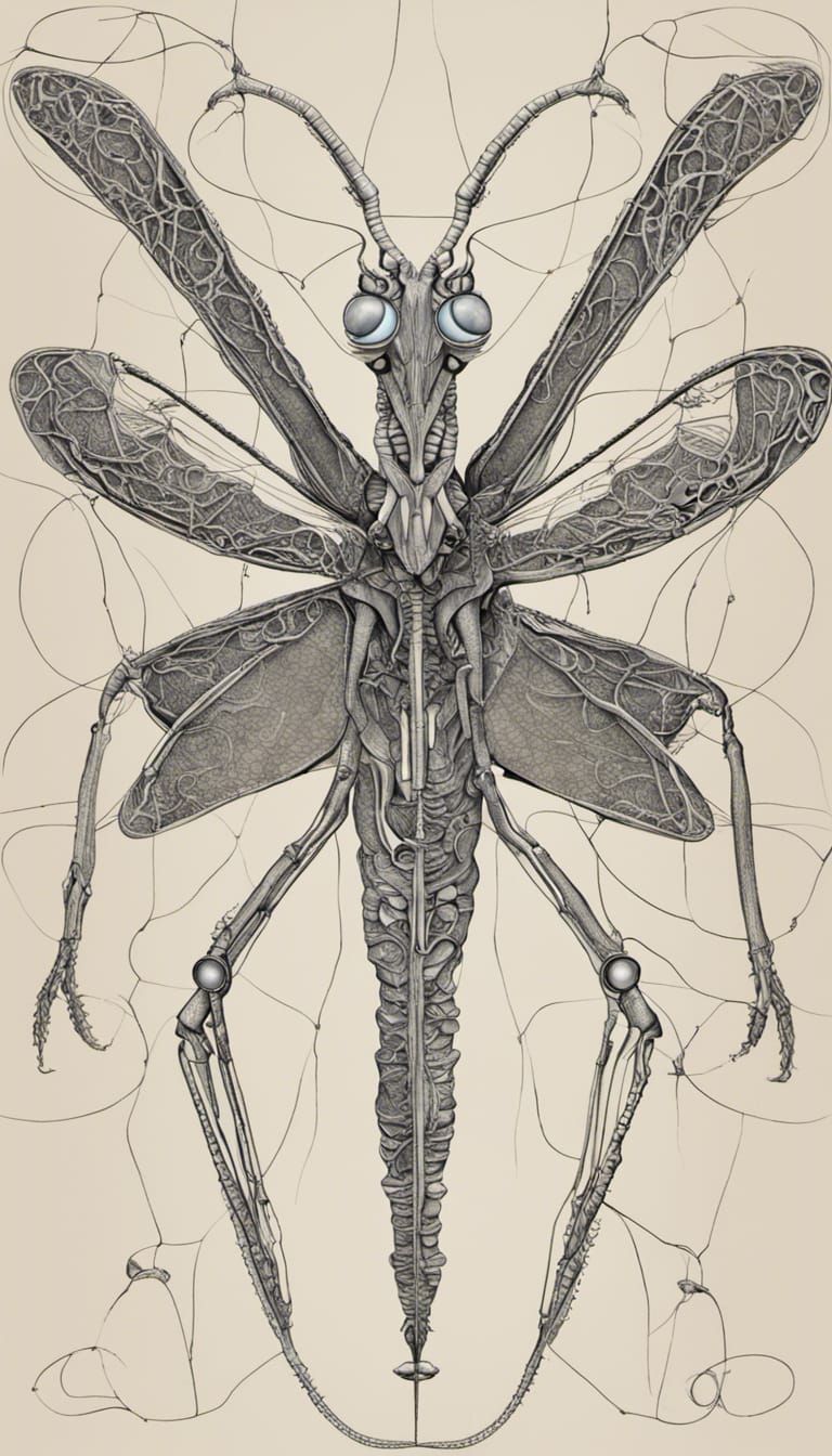 Praying Mantis in Quantum Zentangle Landscape