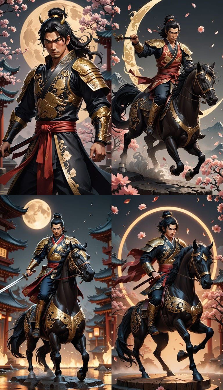 Surreal Chibi Samurai Legacy in Japanese War Robe with Drago...