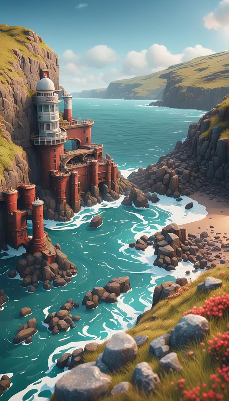 Magical Welsh Coastline in Sci-Fi Style