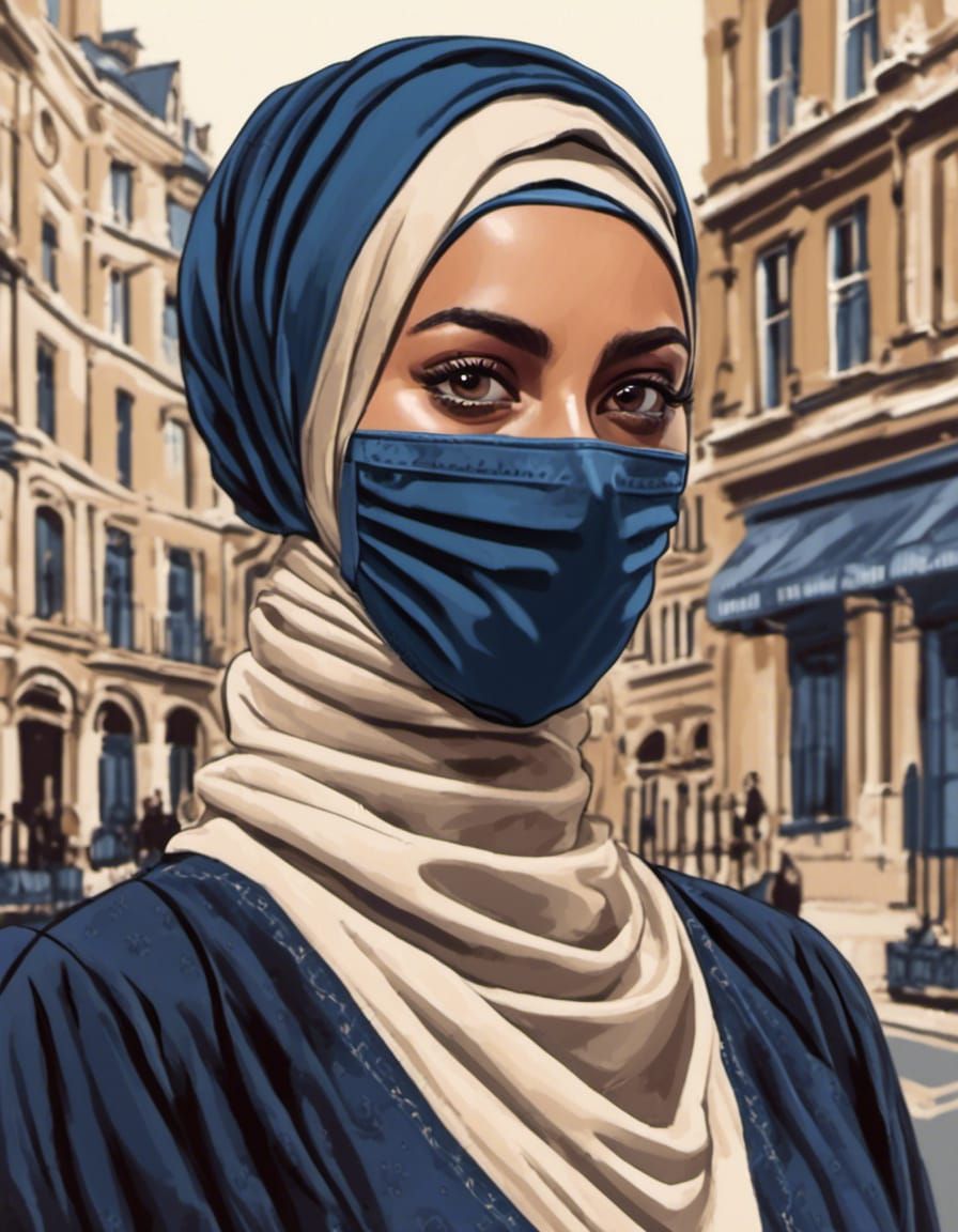 Beautiful Masked Woman in London Portrait