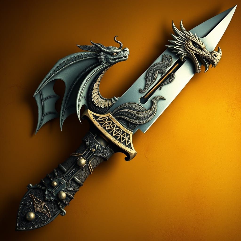 Dragon Handle Paperknife in Fantasy Illustration Style