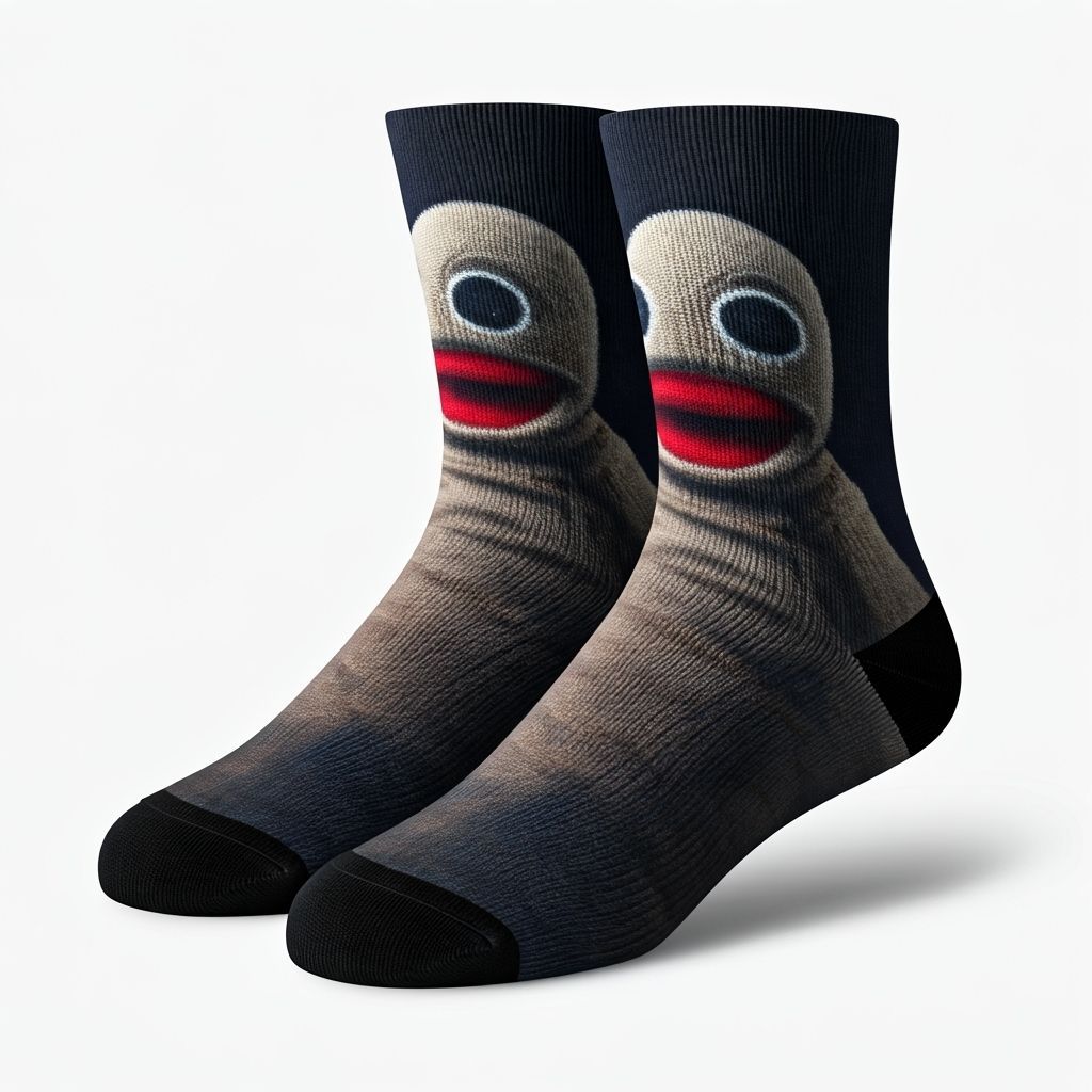 Photorealistic Sock Puppet on Socks in Hyperrealism Style