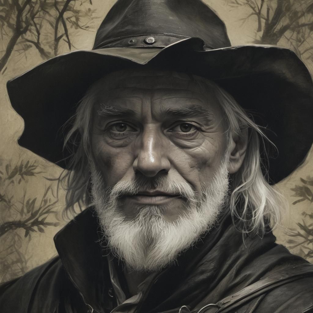 Medieval Ranger in Charcoal Drawing