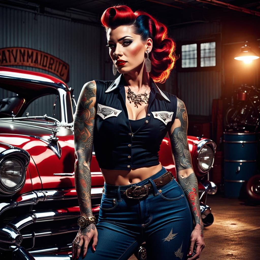 Rockabilly Pinup Girl With Tattoos