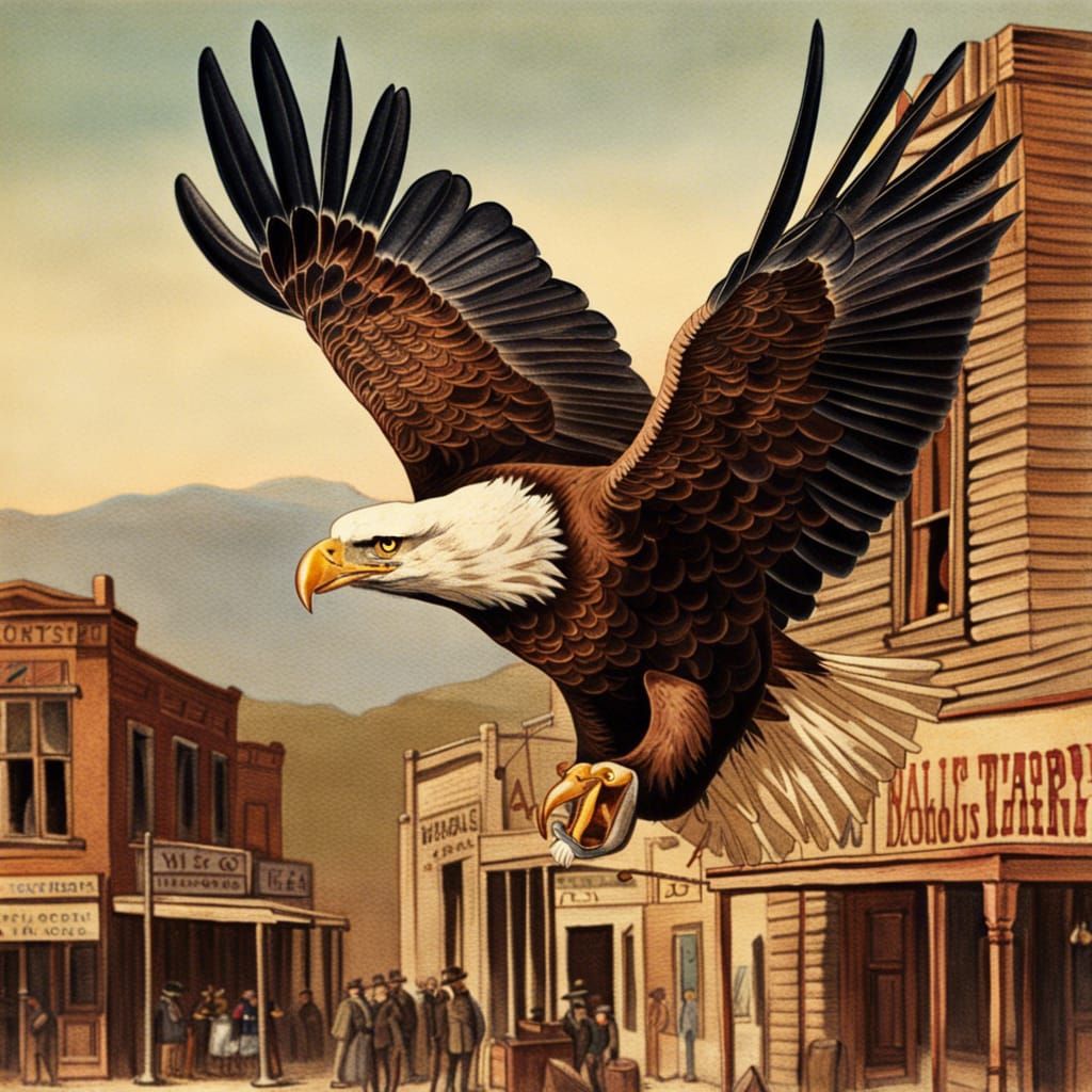 Bald Eagle Over Wild West Town