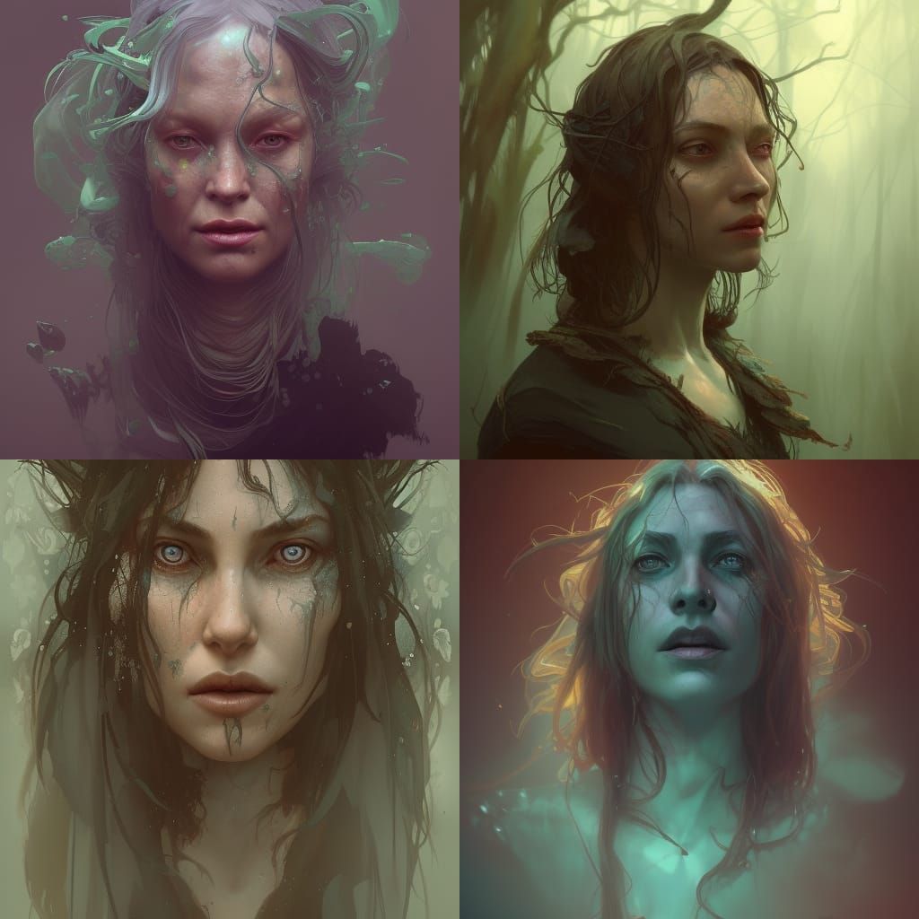 Old Swamp Witch Portrait in Artgerm Style