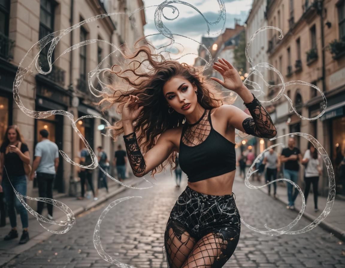 Woman Creates Magic Swirls on City Street