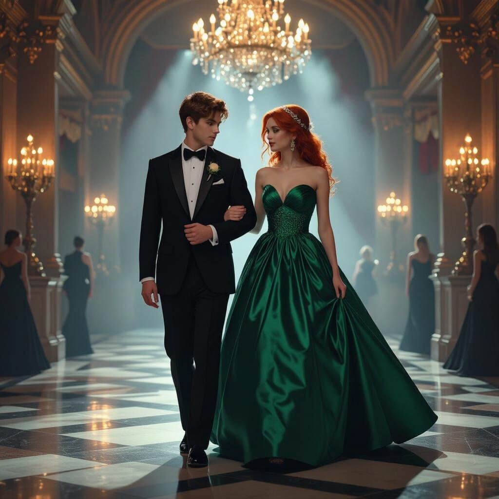 Emerald Prom Dress Entrance to Grand Ballroom