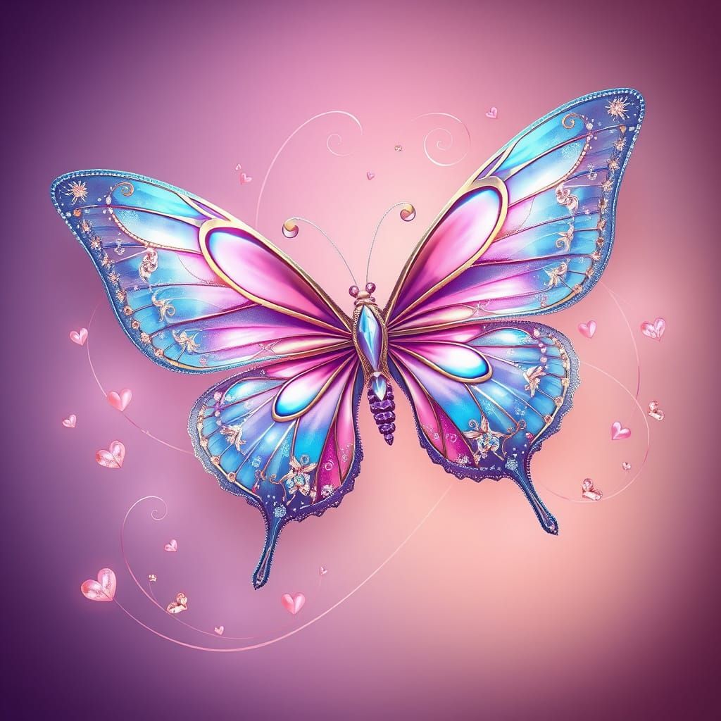 Whimsical Butterfly in Iridescent Splendor