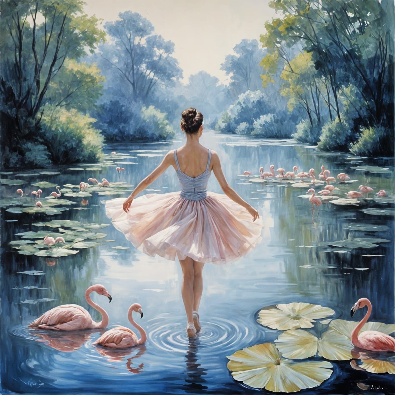 Ethereal Ballerina in Yves Klein's Dreamy Landscape