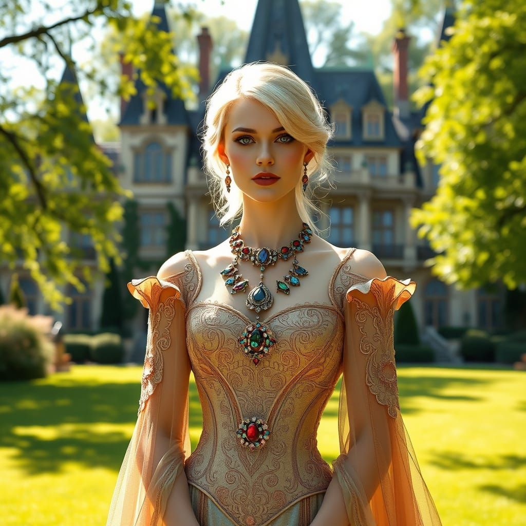 Ethereal Royal Beauty in Art Nouveau Style