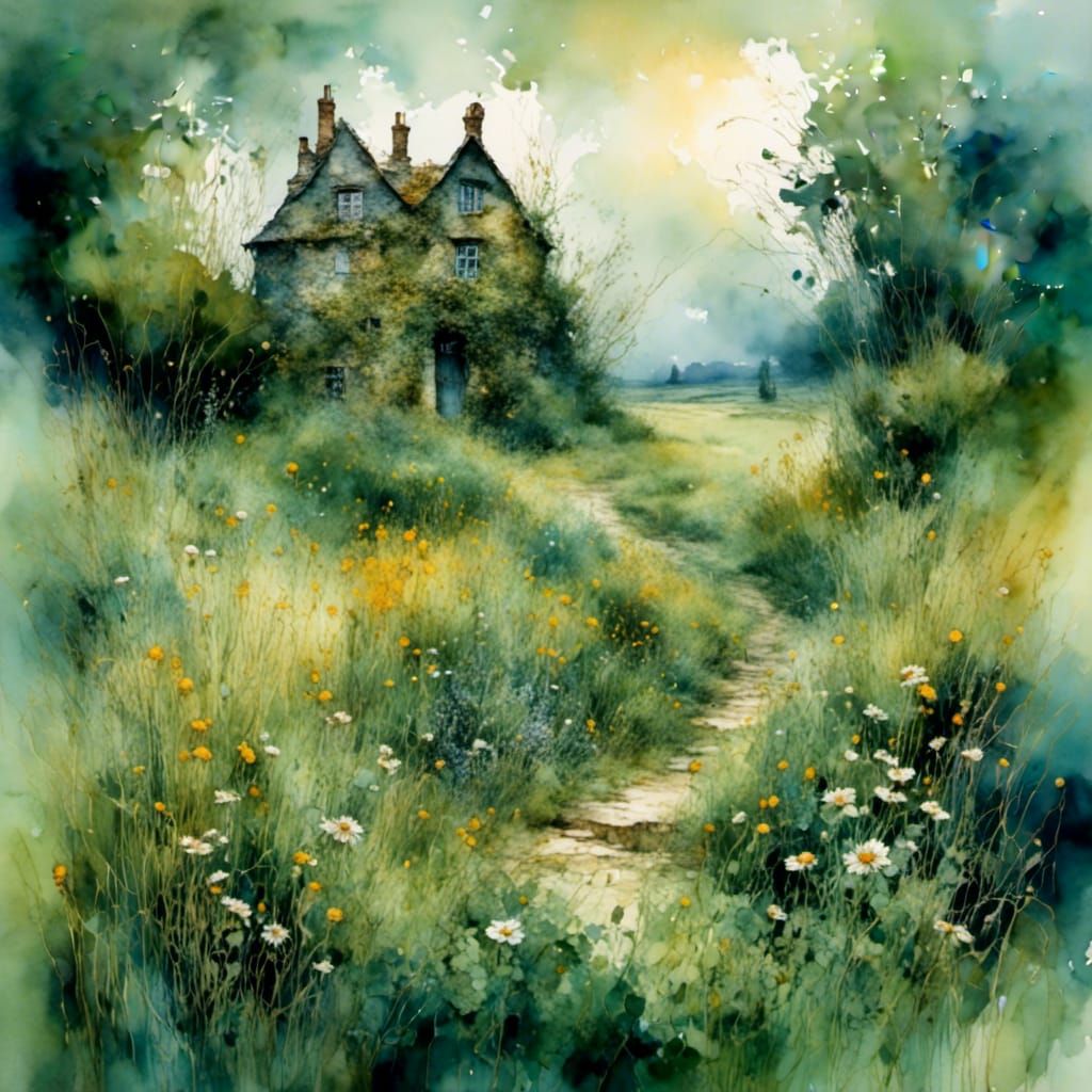 Girl in Secret Garden with Cottagecore Aesthetic