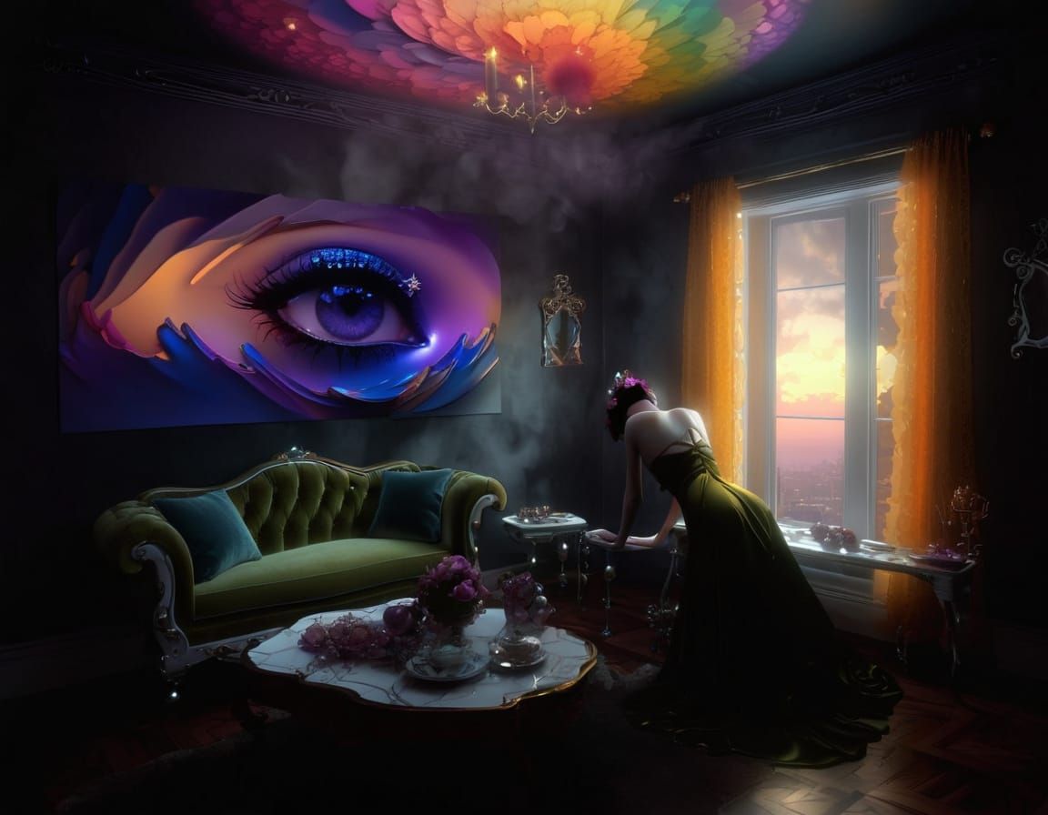 theatrical gloom gradient metalorganic  3D  fractal lacquered chromoshadow surrealastic   by artist "deco nouveau"  the ...