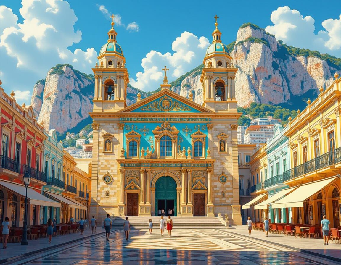Majestic Church in Gibraltar Plaza: Digital Matte Painting