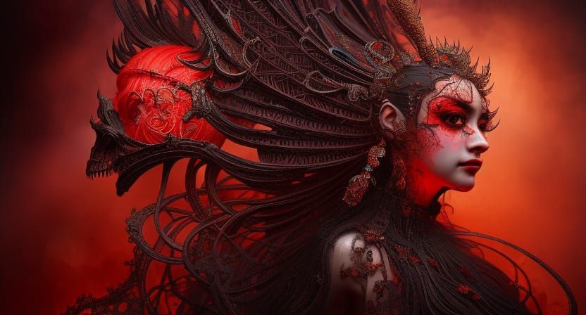 Princess of Hell in Shimmering Greek Goddess Attire