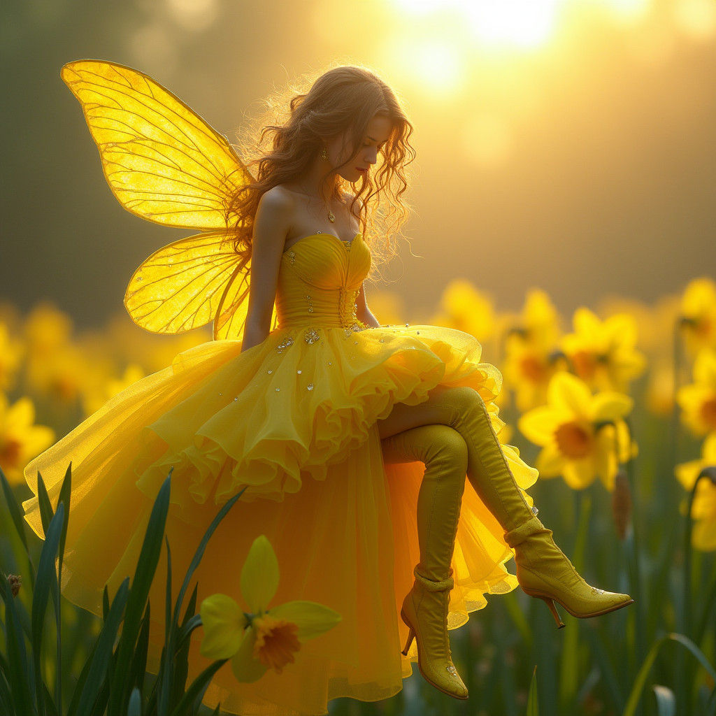 Daffodil Fairy in Whimsical Digital Art Style
