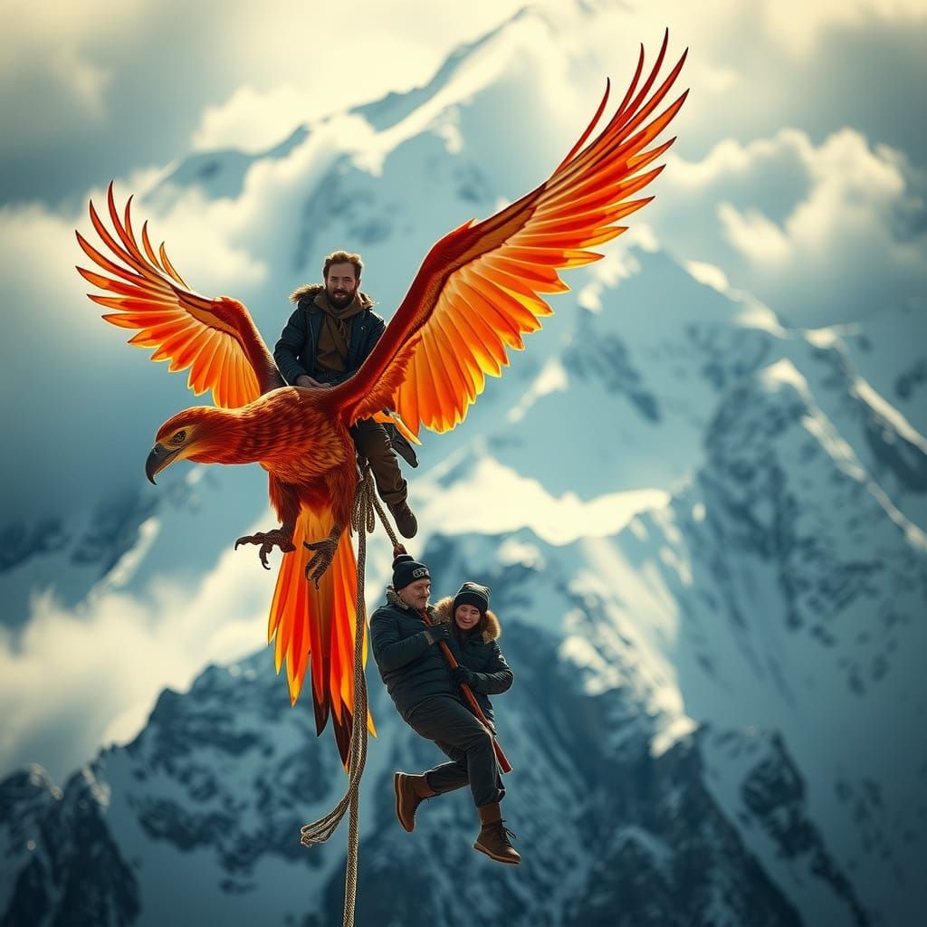Phoenix Rescue Over Snowy Peaks: Cinematic Adventure