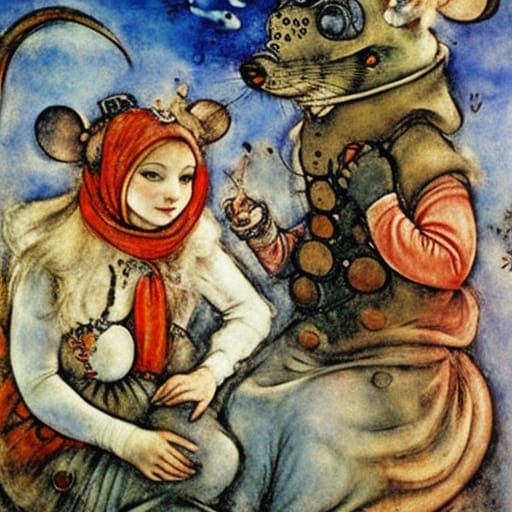 Steampunk Mouse Winter Fantasy in Fairycore Style