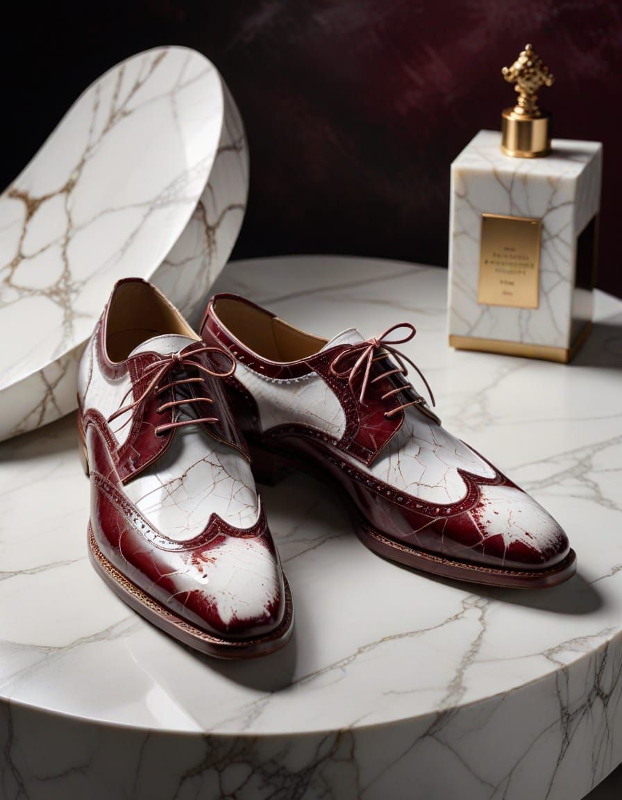 Luxurious Marble Shoes in Cinematic Lighting