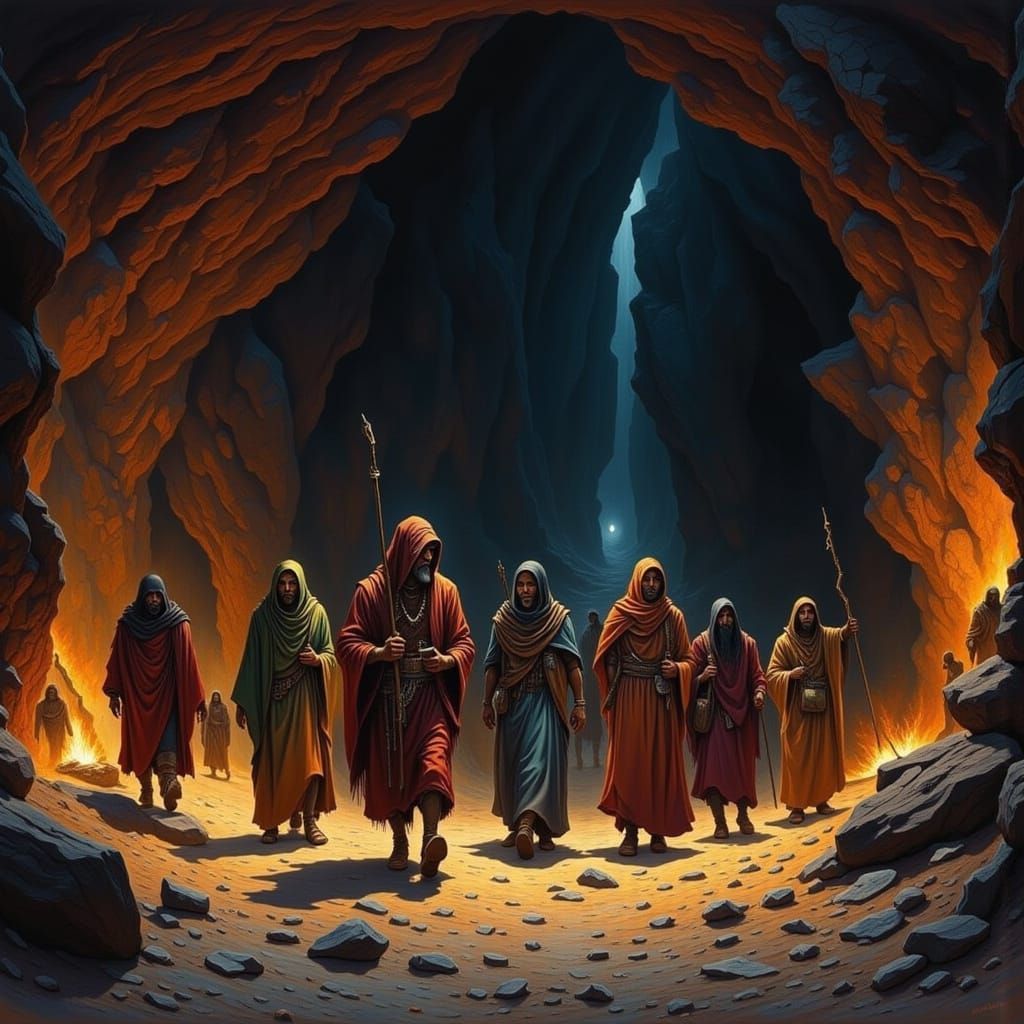 Nomads Discover Ancient Cave Paintings by Torchlight