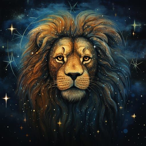 Leo Zodiac Sign in Starry Sky