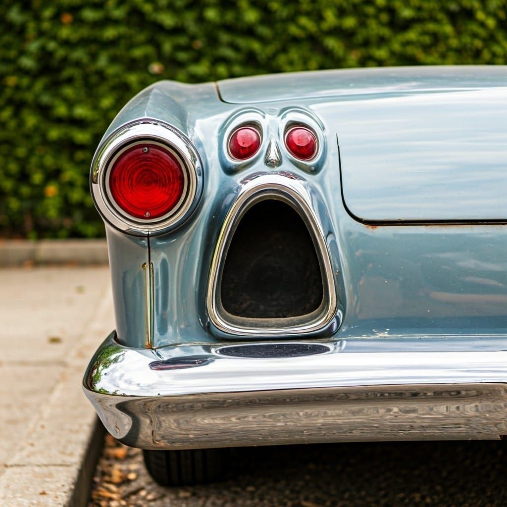 Vintage Chrome Car Bumper Face Sculpture