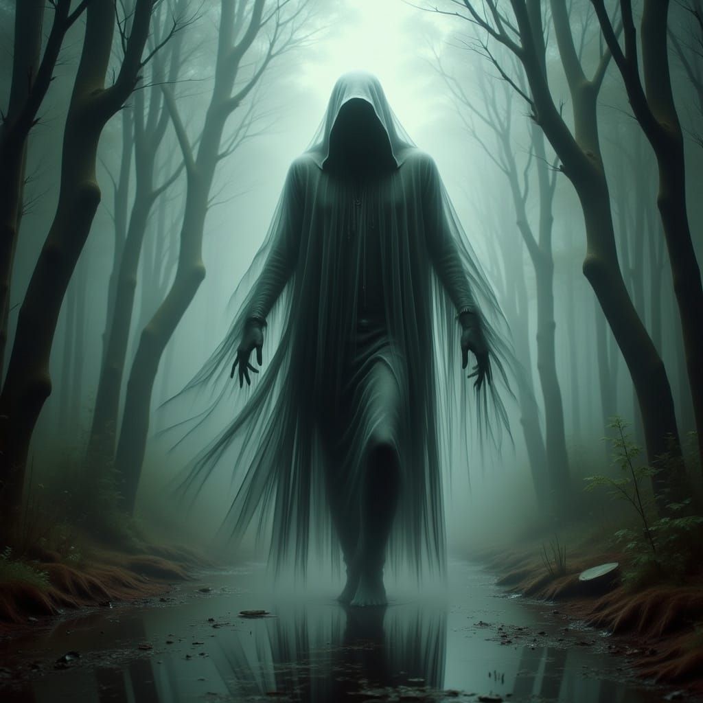 Eerie Ghost Screaming in Swamp for Halloween