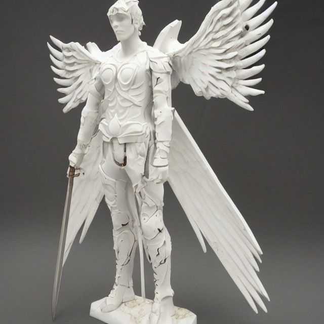Four-Winged Angel of War with Burning Sword